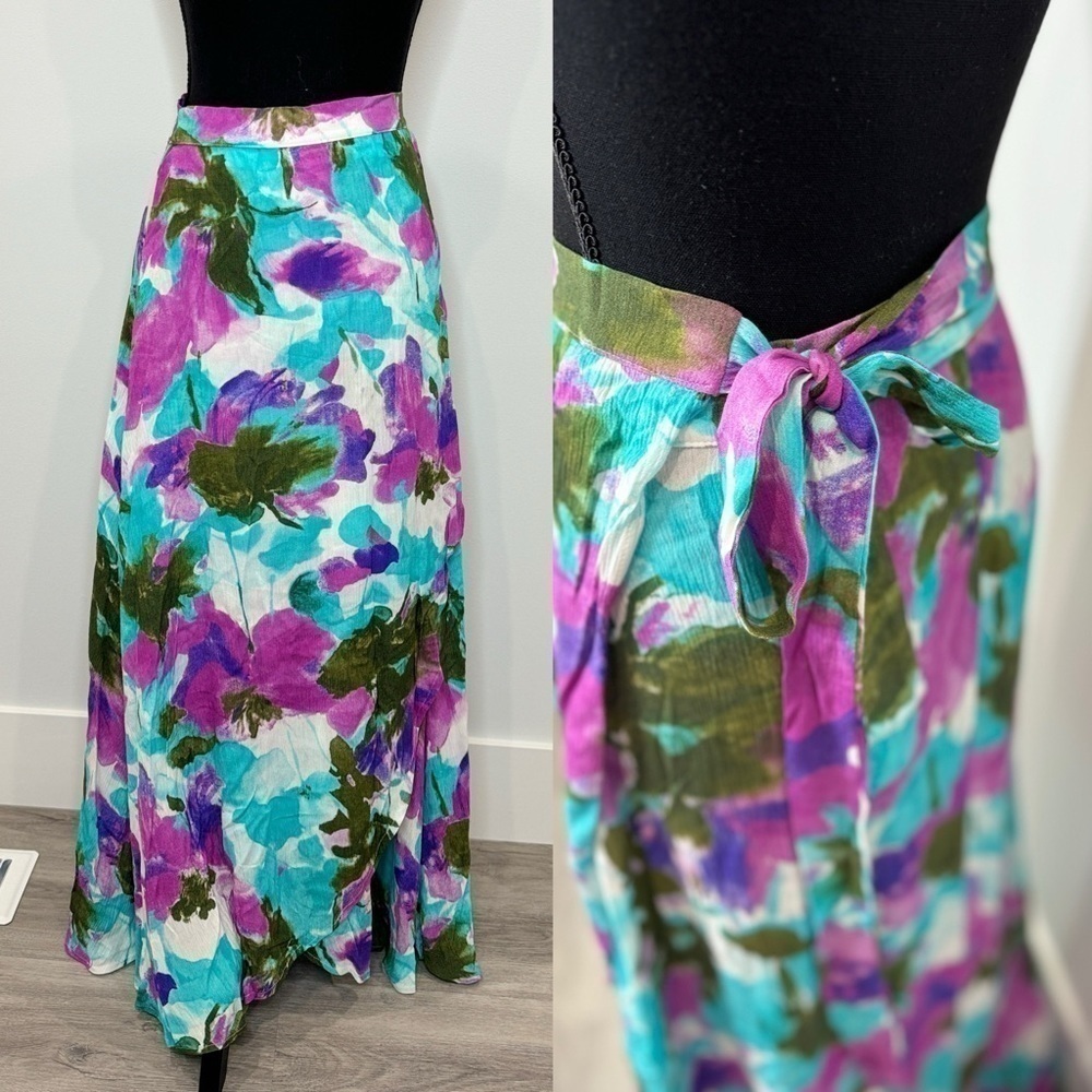 TILDON Floral Wrap Maxi Women's Skirt (Medium)